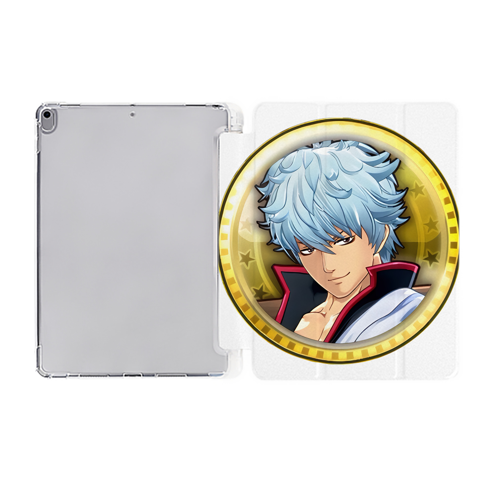 ぎんたま 坂田銀時（さかたぎんとき） 神楽 志村新八（しむら しんぱち） GINTAMA Sakata Gintoki Kagura Shimura Shinpachi IPad ケース ペン収納付き 三つ折りスタンド PUレザー×シリコン 対応機種9.5/10.5/10.9インチ